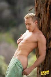 Sexy-newbie-SeanCody-blonde-stud-Grayson-strips-nude-wanking-stiff-dick-jizzing-over-abs-1-porno-gay-pics