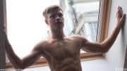 Hot-young-European-dude-Sammy-Poulain-wanks-big-uncut-dick-spraying-jizz-all-over-abs-at-Belami-2-porno-gay-pics